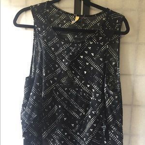 Free People Boho Black Tank Top Keyhole Cutout in Size Large- L